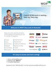 Flyer promoting WCF discounts and rewards